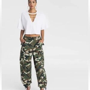 KBB by Kahlana mid rise straight leg cargo jogger pants dark camo medium new